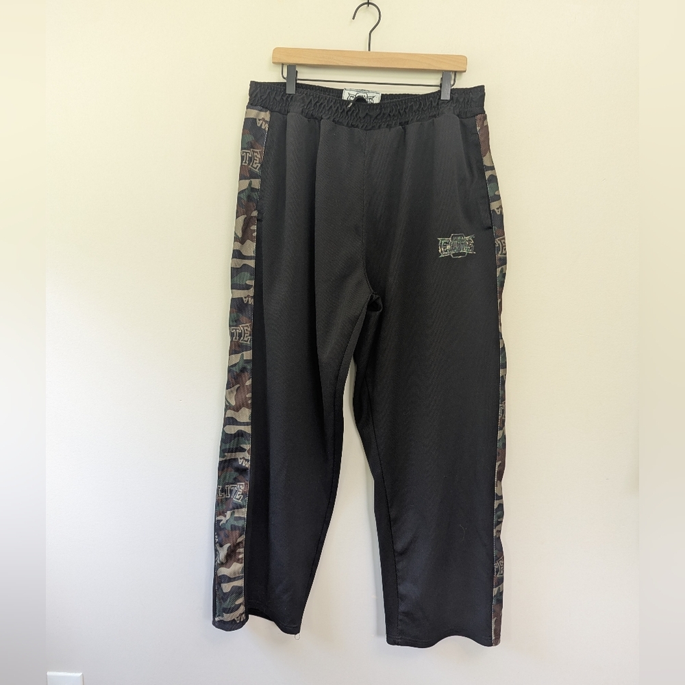MMA Elite‎ Baggy Wide Leg Workout Sweat Pants Mens XL Y2K Camo